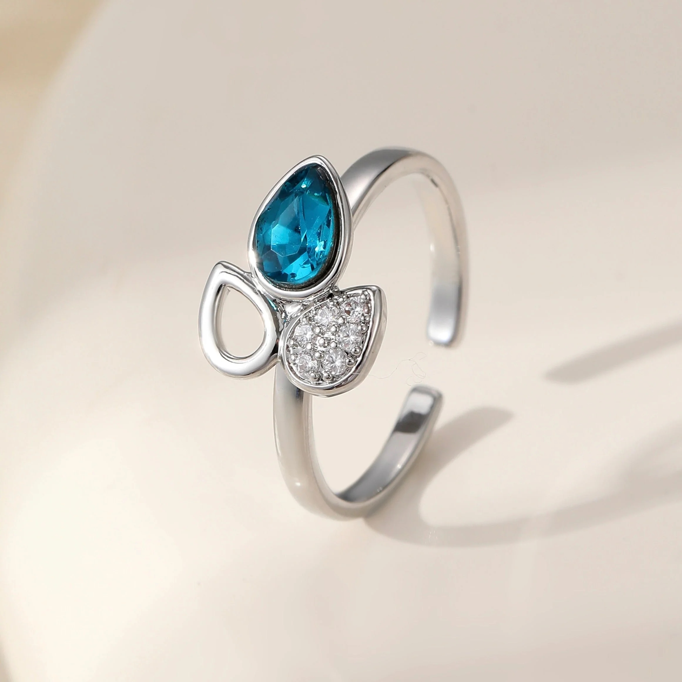 Blue Crystal Leaf Stud Earrings - Image 4